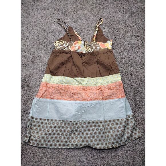 Vintage Ocean Pacific OP Strappy Sleeveless Halter Dress In Browns 11/13 Large - Picture 7 of 11